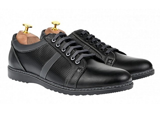Pantofi barbati, casual, sport, din piele naturala, negru - TENMARIONEGRU